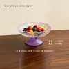 Exquisita platillo pequeño con forma de girasol, plato de vidrio con pie alto, plato para dulces y bocadillos, plato de frutas, plato de postre para uso doméstico