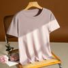 Camiseta de Algodão de Seda Branca de Alta Qualidade com Manga Curta para Mulheres, Novo Estilo Verão 2026, Gola Redonda, Caimento Solto, Top de Algodão Puro