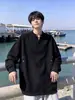 Sudadera con cuello en V y remaches de 380 g de alta resistencia para niños, nueva otoño 2026 estilo americano juvenil cityboy camiseta de manga larga