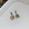 Conjunto de Collar y Aretes de Zirconia de Nuevo Estilo Europeo y Americano con Forma de Gota de Agua, Cadena para el Cuello Lujosa y de Alta Gama, Joyería a la Moda y con Diseño Intrincado