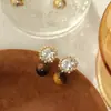 Brincos de Inverno Estilo Maillard com Pedras Imitação de Olho de Tigre e Strass Integral, Novo Modelo Popular com Toque de Luxo, Brincos Elegantes e Grandiosos para Mulheres com Hastes de Prata