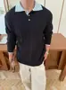 Suéter de Punto Grueso Color Block Patchwork Vintage de Alta Gama para Hombre, Estilo Old Money, Versátil Casual de Alta Gama para Otoño/Invierno
