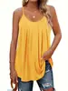 2025 Transfronterizo Amazon para Mujer Casual Verano Cuello Plisado Cuello Redondo Holgado Pequeño Top de Tirantes