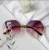 Novos Óculos de Sol Sem Aro de Metal Óculos Tendência Europeia e Americana Óculos de Sol com Borda Cortada Degradê Óculos de Sol Poligonais para Mulheres
