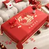 Mantel de boda rojo, lavable, a prueba de aceite, impermeable, mantel de comedor, nueva cubierta festiva para mesa de té 2024, cubierta de compromiso