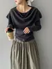 Design estilo coreano Jiang Chi com uma vibe suave e elegante, suéter de tricô feminino com xale, conjunto de duas peças em camadas A050