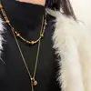 Collar Europeo y Americano Transfronterizo Meila de Piedra Ojo de Tigre Natural Apilado Cadena de Clavícula Retro de Lujo Ligero de Alta Gama para Mujer