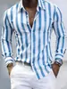 Nueva camisa de manga larga a rayas con estampado 3D para hombre de comercio exterior para otoño y primavera, moderna para el uso diario en Amazon y AliExpress
