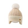Gorro de otoño e invierno con bola de pelo gruesa y protección para los oídos, resistente al viento, de lana para niños de 2 a 6 años, para niños y niñas, gorro de punto forrado.