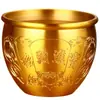 Jarrón de Cien Bendiciones de Latón Cuenco del Tesoro Tallado Exquisitamente Carácter Fu Atracción de Riqueza Recipiente de Arroz Adorno de Cobre para Oficina Artesanía Gran Utensilio de Cobre