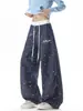 Pantalones Casuales de Cuadros con Estrellas Estilo Americano para Hombres y Mujeres Marca de Tendencia Diseño de Nicho Plisados Sueltos de Pierna Ancha Deportivos Largos