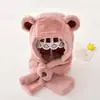 Conjunto de gorro y bufanda de invierno para niños y niñas, gorro lindo y divertido que protege las orejas, engrosado para abrigar y proteger del frío, gorro de bebé