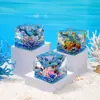 Nuevo adorno de resina para acuario cuadrado con temática oceánica, decoración de escritorio de animales marinos para niños, pequeño regalo