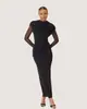Vestido Elegante Bodycon de Manga Longa Patchwork Plissado Slim Fit para Mulheres, Novo para Outono/Inverno 2026, Europeu e Americano, Transfronteiriço, Atacado