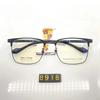8918 gafas de montura completa informales de negocios para hombre al por mayor, montura de gafas de titanio semiligera, montura de gafas de acero plástico súper elástica, patas resistentes para gafas