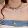 Collar con botón de personalidad de amor con estrella de cinco puntas de metal estilo punk de moda, exquisita cadena de clavícula de nicho de estilo retro frío