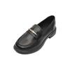 Mocassins Pretos Femininos 2025 Novos Sapatos de Verão para o Trabalho Estilo Britânico Retro Couro Fosco Sapatos Pequenos