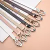 Fivela de Prata com Efeito Óleo Tendência Fivela Simples de Pino Moda Feminina Cinto de PU Casual Decorativo para Jeans Cinto de Couro Oleado Atacado