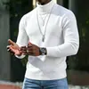 Suéter Cálido de Punto para Hombre Otoño/Invierno Estilo Coreano Corte Delgado Color Sólido Cuello Alto Prenda Base de Punto Ropa Interior Línea de Ropa