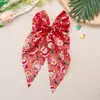 Pasador de Malla Navideño con Lazo Patrón de Muñeco de Nieve de Santa Claus Tocado Festivo Accesorios para el Cabello Dulces Europeos y Americanos para Niños