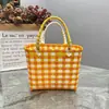 Bolsa Tejida a Mano de Gatito Gran Capacidad Cesta de Verduras DIY Bolsa de Playa Bolso de Recuerdo Bolsa de Regalo Navideño Bolsa