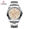 CHENGXI Chenxi 019A Relógio de pulso de quartzo redondo moda casal à prova d'água criativo pulseira de aço moda casual