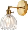 Lámpara de pared recargable transfronteriza Moderna Simple Retro Cubierta de vidrio de tulipán Ajustable 180 grados Latón Lámpara de noche para dormitorio