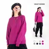 Sudadera de cuello redondo de rizo de algodón puro de 400 g, sudadera pesada de marca de moda, cuello redondo de algodón de rizo unisex de color liso