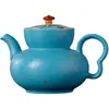 Tetera de Cerámica para el Hogar con Diseño de Ventana Floral Pintado a Mano en Rojo y Azul Estilo Dinastías Tang y Song, Juego de Té Kung Fu con Asa en Forma de Bola