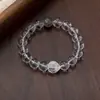 Design de Luxo Leve, Pulseira de Cristal Transparente com Contas Gravadas, Pulseira Versátil Que Atrai Amor e Boa Sorte, Presente para Melhor Amiga
