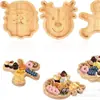 Bandeja Decorativa de Bambú para Pascua Reno Papá Noel Bandeja para Servir Fiesta Charcutería Tabla de Quesos Frutas Secas Bandeja para Postres