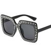 Nuevas gafas de sol de moda europea y americana con montura grande multicolor y diamantes, tendencia urbana, gafas de sol cuadradas, gafas de sol transfronterizas para mujer