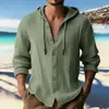 Camisa com Capuz de Manga Longa para Homem, Algodão Puro, Cor Sólida, Respirável, Casual, Esportiva, Solta, Tamanho Europeu, Comércio Exterior Respirável