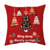 Funda de Cojín Temática Navideña Fondo Rojo Lino Felpa Corta Estampada Funda de Cojín Regalo Navideño Al Por Mayor