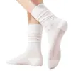 Calcetines Blancos para Mujer, Calcetines de Verano Finos Estilo Ballet hasta la Mitad de la Pantorrilla, Calcetines Holgados de Malla Hueca Transpirables de Algodón Puro, Calcetines de Algodón Puro