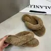 Pantuflas peludas para mujer, nuevas pantuflas cálidas engrosadas para interior de otoño e invierno, adecuadas para usar en exteriores, pantuflas de algodón con soporte para el arco, pantuflas de tira cruzada