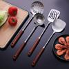 Espátula de acero inoxidable 304 mango de madera extendido colador doméstico espátula para freír espátula de cocina juego de cocina personalizado