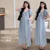 Vestido de Maternidade para Exploração de Campo Leve Feito de Lyocell Vestido Longo com Bolinhas Estilo Francês e Barra Larga Vestido Estilo Pintura a Óleo para Mulheres
