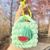 Estojo de Fone de Ouvido Bluetooth Tricotado à Mão Desenho Animado, Porta-Moedas Tecido, Pingente de Bolsa Fruta Fofa, Chaveiro, Estilo Menina
