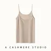 Decote redondo baixo, alças finas, camisola de tricô de cashmere para mulheres, cor sólida, casual, versátil, camiseta base slim