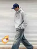 Sudadera con Capucha de Algodón Pesado para Adolescentes Hombres Primavera y Otoño Holgada de Alta Calidad Estilo Boxy Top Casual