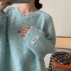 Suéter Pulôver de Braço Estilo Coreano Retrô Estilo Preguiçoso Feminino Outono e Inverno Versão Grande Solta de Nicho Suéter Macio e Aconchegante