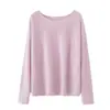 Baicai Rong Nuevo Estilo Perezoso Sin Costuras Cachemir Suéter de Punto Holgado para Mujer Top de un Hombro Versátil