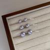 Pendientes de botón de perla morada Fangxing para mujer Plata pura S999 Moda simple Elegantes Combinan con todo Lujo ligero Nicho Alta calidad Pendientes
