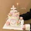 2026 Festival Qixi Dia dos Namorados Poço dos Desejos Coração Anjo Decoração de Bolo Ornamento Estilo Europeu Retrô Buquê de Flores Topper de Cartão