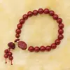 Pulseira com Areia Roxa e Cinábrio, Círculo Único ou Duplo, Versátil Saco da Sorte de Lótus e Cuia, Fivela da Paz, Joia da Alegria, 6-8mm