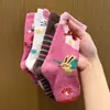 Calcetines Grues para Niños para Otoño e Invierno, Calcetines Nuevos Lindos de Medio Terciopelo con Rayas para Niñas, Calcetines Cálidos de Dibujos Animados de Media Pantorrilla