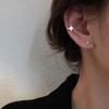 Moderna y Sofisticada Orejera de Estrella de Cuatro Puntas, Diseño de Nicho, Pendientes Elegantes, Joyería Moderna y Sencilla