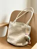 Bolsa de ombro feminina tipo balde, tecida e prensada a quente em PU, única e sofisticada, casual e prática para o dia a dia, com múltiplos compartimentos, grande capacidade, versátil