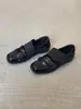Versão em Pele de Ovelha ~ Sapatos Casuais Estilo Coreano Todas as Estações Bico Quadrado Velcro Antiderrapante Solado Macio Confortável Estilo Francês Sapatos Femininos de Cano Baixo